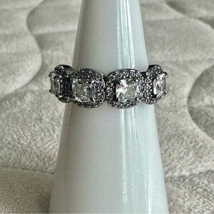 Bomb Party 4 Stone CZ Ring - Size 5 - Hematite Plating